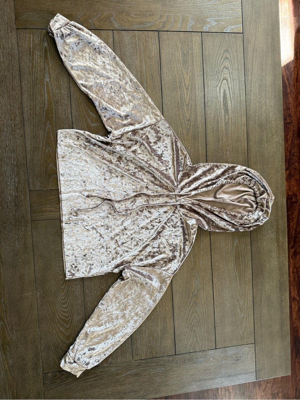 Crushed Velvet Hoodie - Taupe Velvet Pullover
